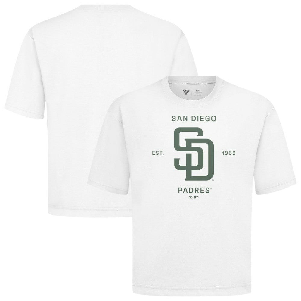 San Diego Padres Levelwear Crossway Oversized Luxe Signature Knit T-Shirt - White T-shirts