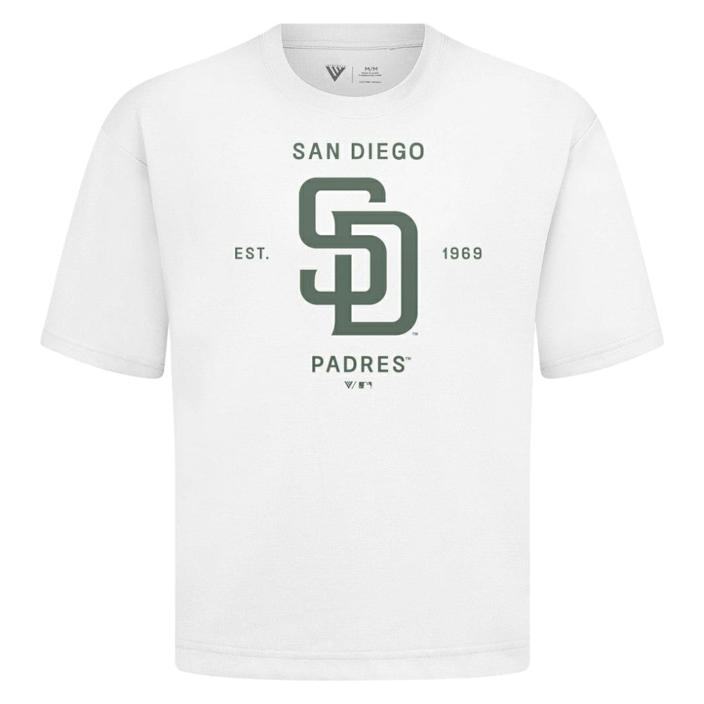 San Diego Padres Levelwear Crossway Oversized Luxe Signature Knit T-Shirt - White T-shirts
