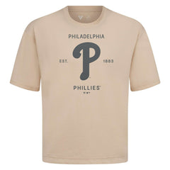 Philadelphia Phillies Levelwear Crossway Oversized Luxe Signature Knit T-Shirt - Khaki T-shirts