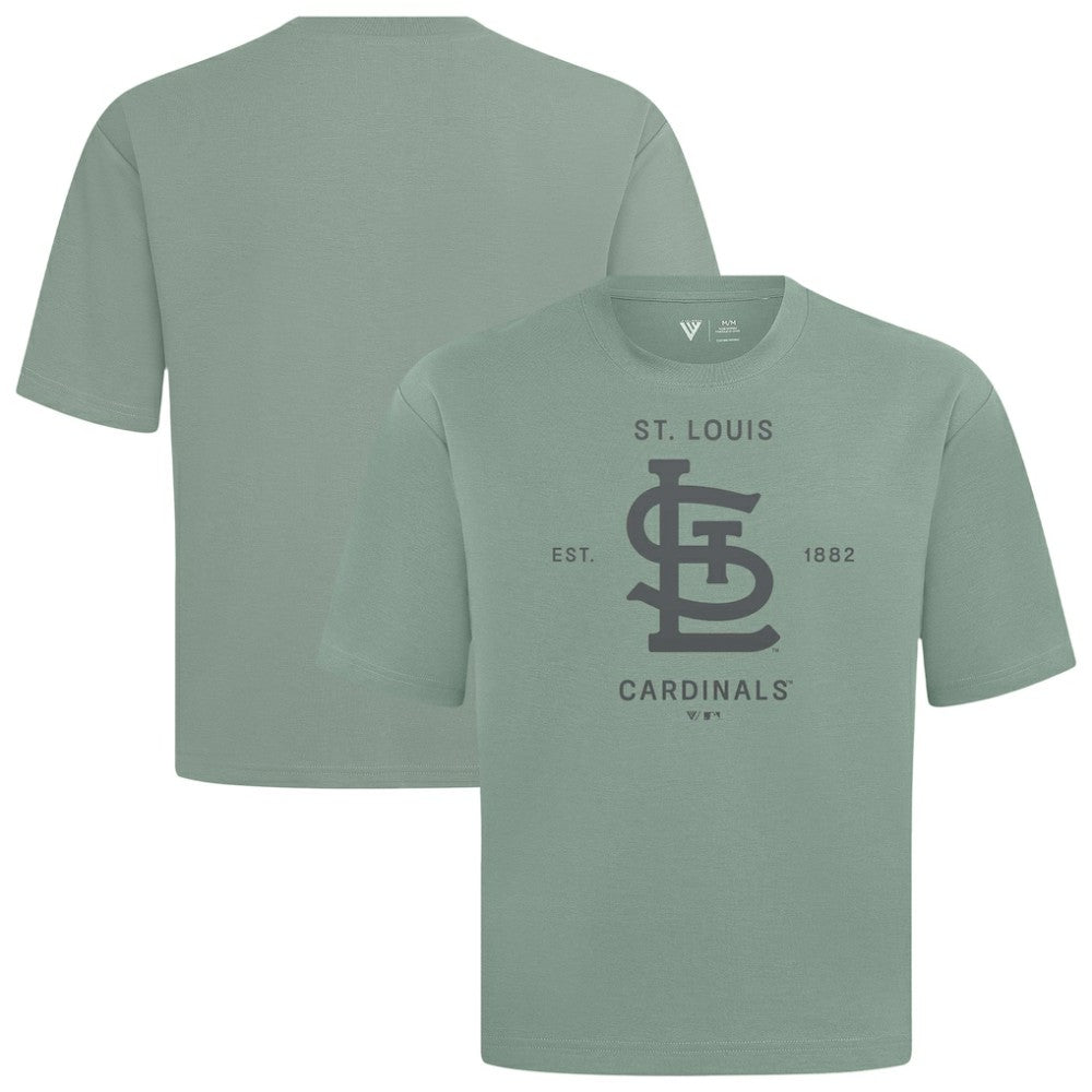 St. Louis Cardinals Levelwear Crossway Oversized Luxe Signature Knit T-Shirt - Green T-shirts