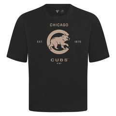 Chicago Cubs Levelwear Crossway Oversized Luxe Signature Knit T-Shirt - Black T-shirts