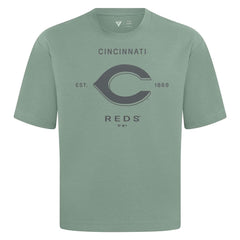 Cincinnati Reds Levelwear Crossway Oversized Luxe Signature Knit T-Shirt - Green T-shirts
