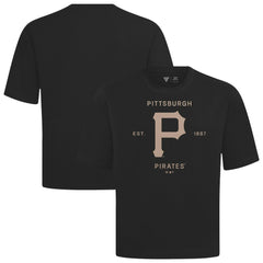 Pittsburgh Pirates Levelwear Crossway Oversized Luxe Signature Knit T-Shirt - Black T-shirts