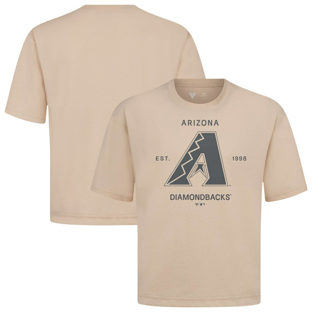 Arizona Diamondbacks Levelwear Crossway Oversized Luxe Signature Knit T-Shirt - Khaki T-shirts