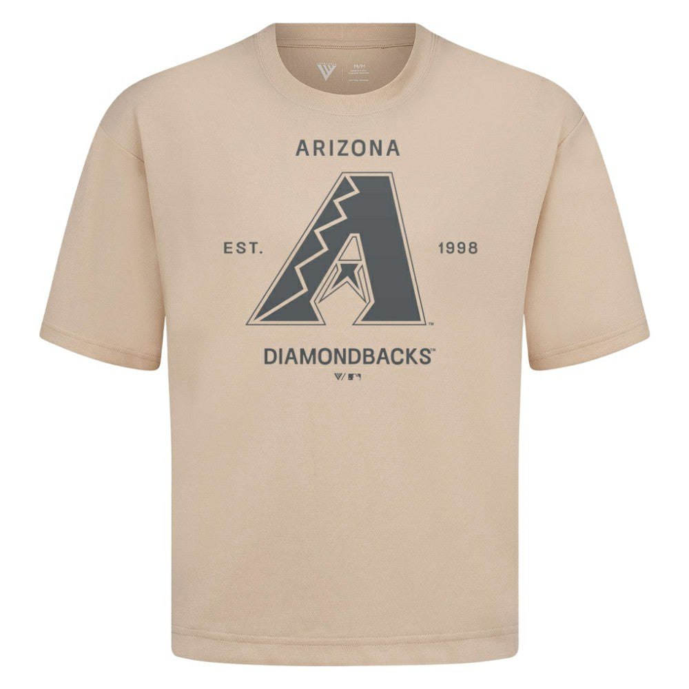 Arizona Diamondbacks Levelwear Crossway Oversized Luxe Signature Knit T-Shirt - Khaki T-shirts