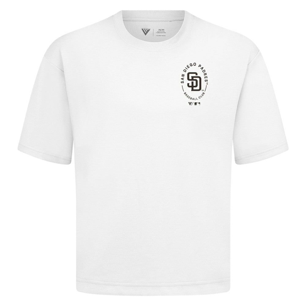 San Diego Padres Levelwear Signet Oversized Luxe Signature Knit T-Shirt - White T-shirts