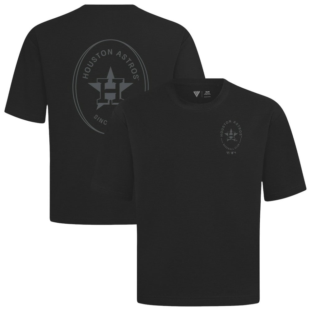 Houston Astros Levelwear Signet Oversized Luxe Signature Knit T-Shirt - Black T-shirts