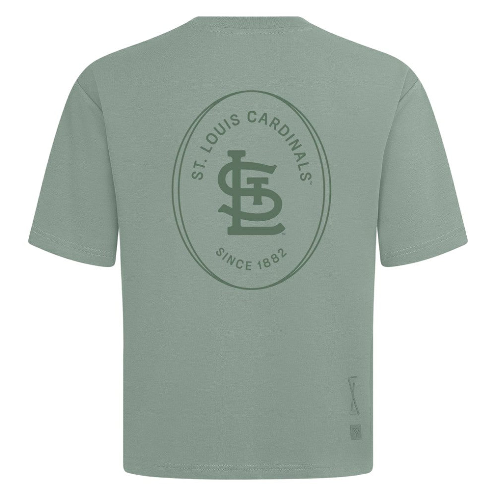 St. Louis Cardinals Levelwear Signet Oversized Luxe Signature Knit T-Shirt - Green T-shirts