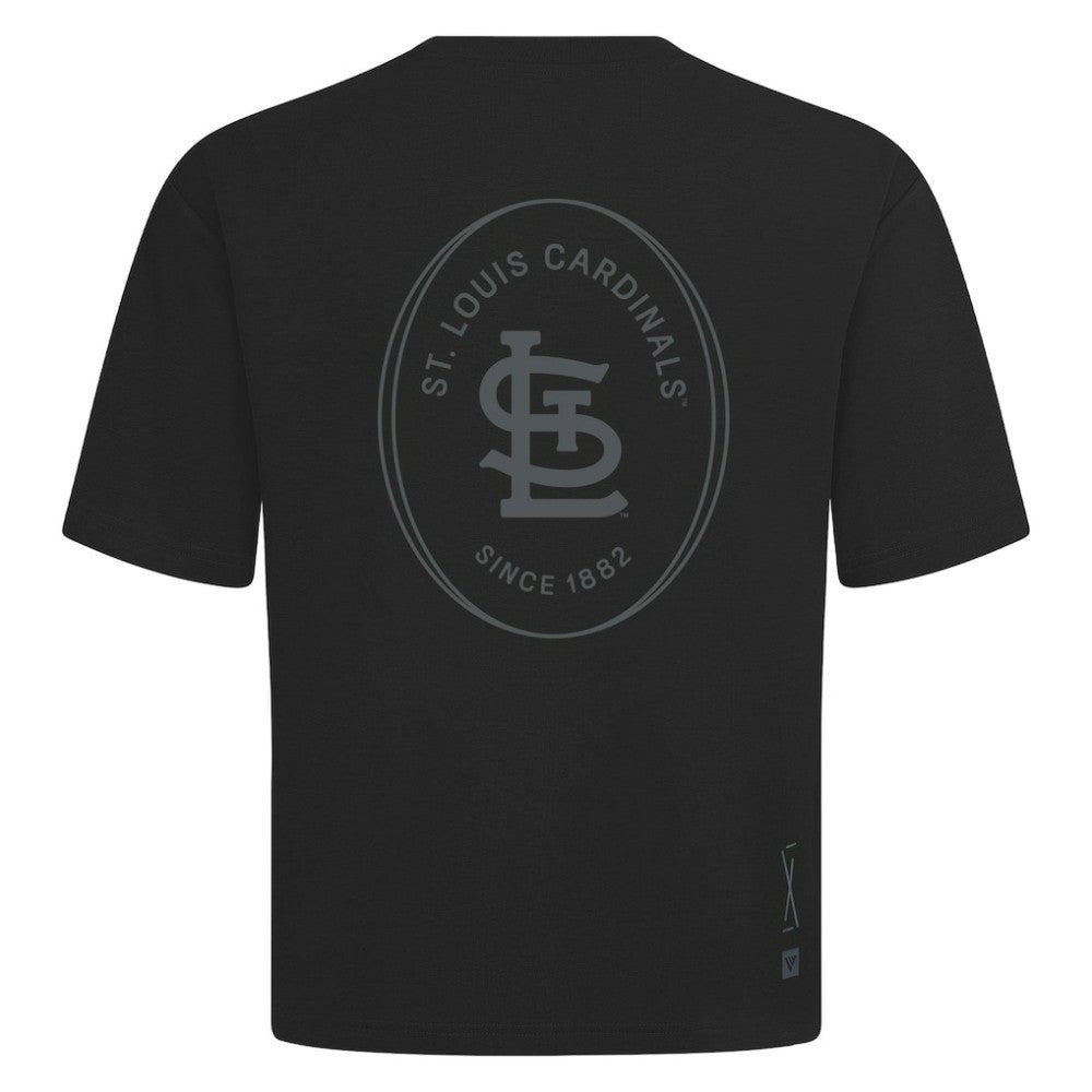 St. Louis Cardinals Levelwear Signet Oversized Luxe Signature Knit T-Shirt - Black T-shirts