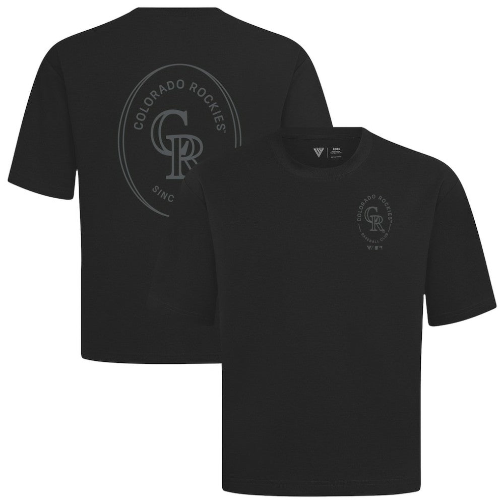 Colorado Rockies Levelwear Signet Oversized Luxe Signature Knit T-Shirt - Black T-shirts