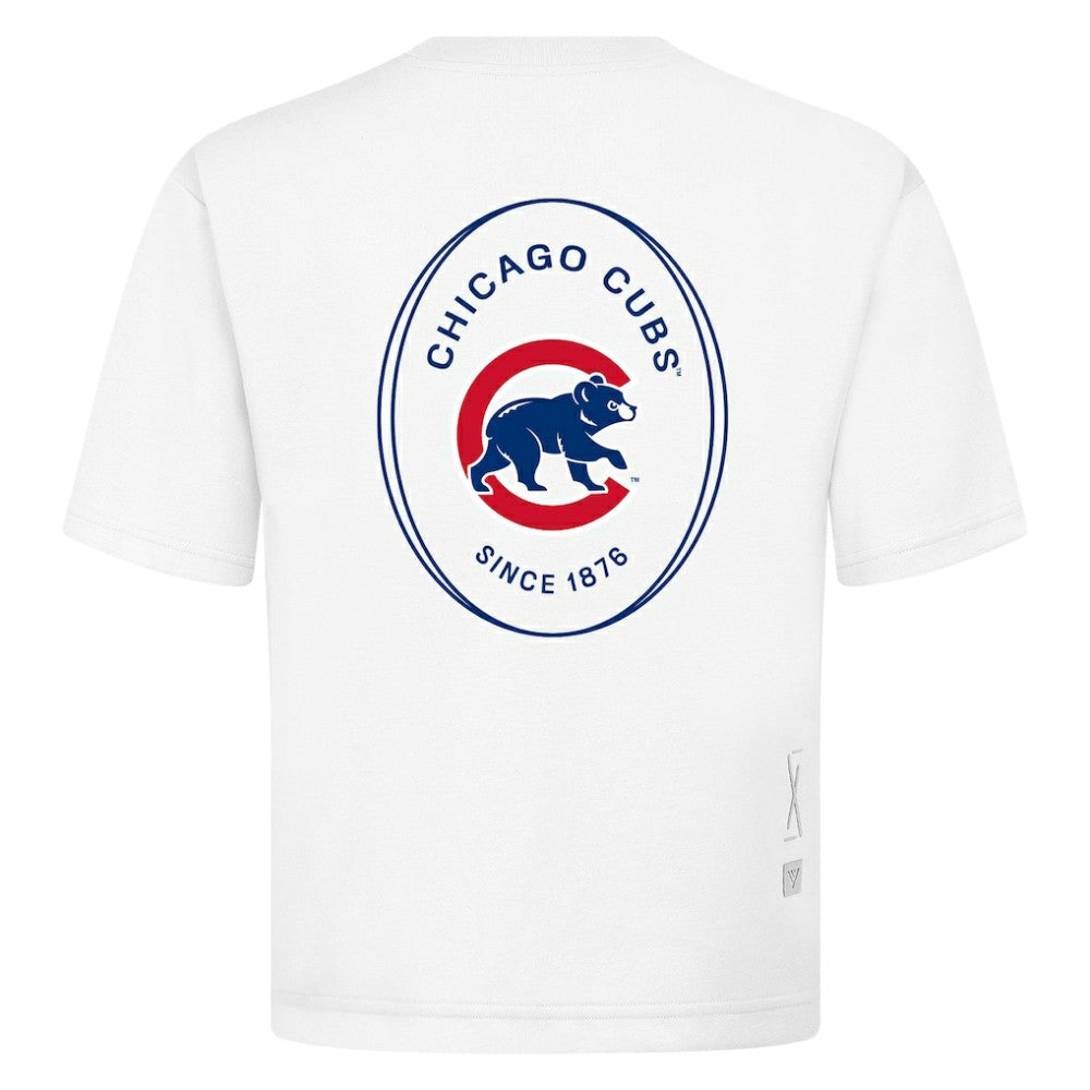 Chicago Cubs Levelwear Signet Oversized Luxe Signature Knit T-Shirt - White T-shirts