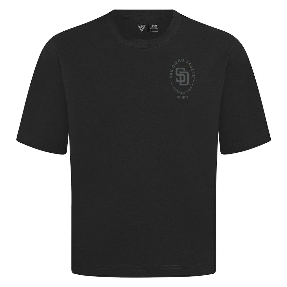 San Diego Padres Levelwear Signet Oversized Luxe Signature Knit T-Shirt - Black T-shirts