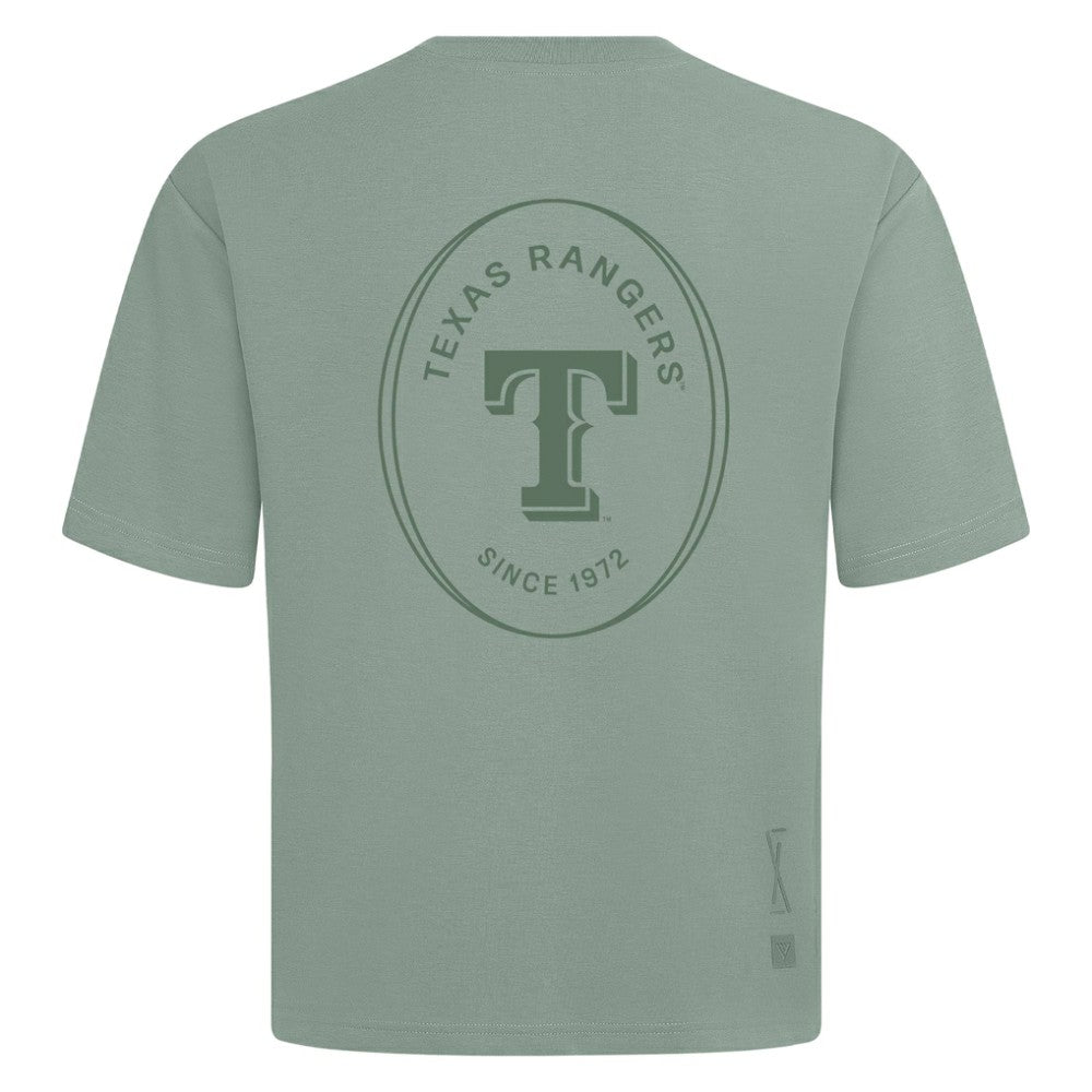 Texas Rangers Levelwear Signet Oversized Luxe Signature Knit T-Shirt - Green T-shirts