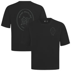 Miami Marlins Levelwear Signet Oversized Luxe Signature Knit T-Shirt - Black T-shirts