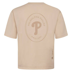 Philadelphia Phillies Levelwear Signet Oversized Luxe Signature Knit T-Shirt - Khaki T-shirts