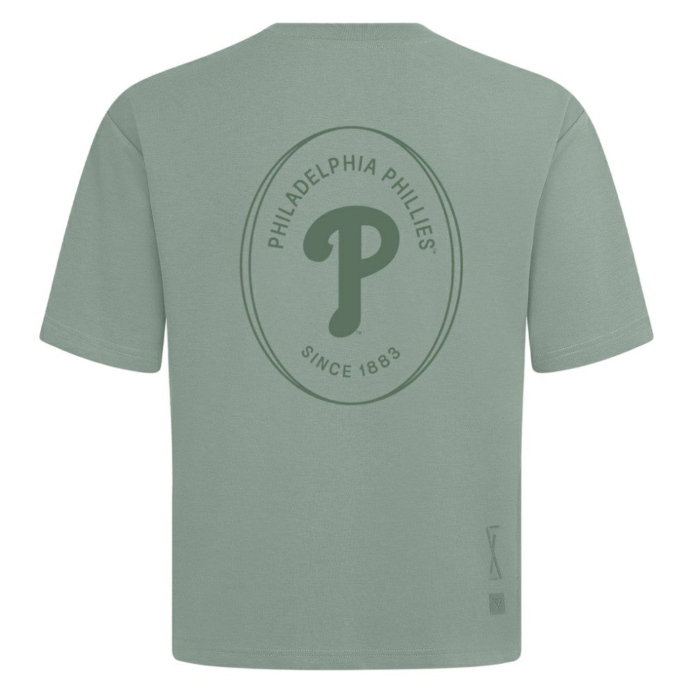 Philadelphia Phillies Levelwear Signet Oversized Luxe Signature Knit T-Shirt - Green T-shirts