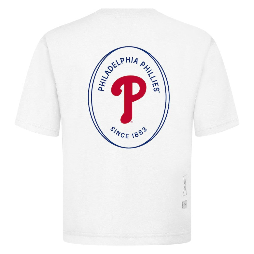 Philadelphia Phillies Levelwear Signet Oversized Luxe Signature Knit T-Shirt - White T-shirts
