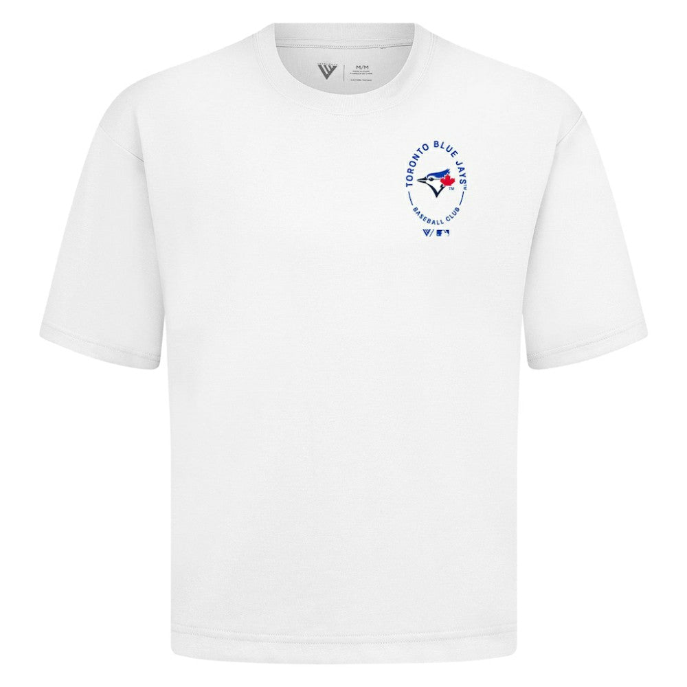 Toronto Blue Jays Levelwear Signet Oversized Luxe Signature Knit T-Shirt - White T-shirts