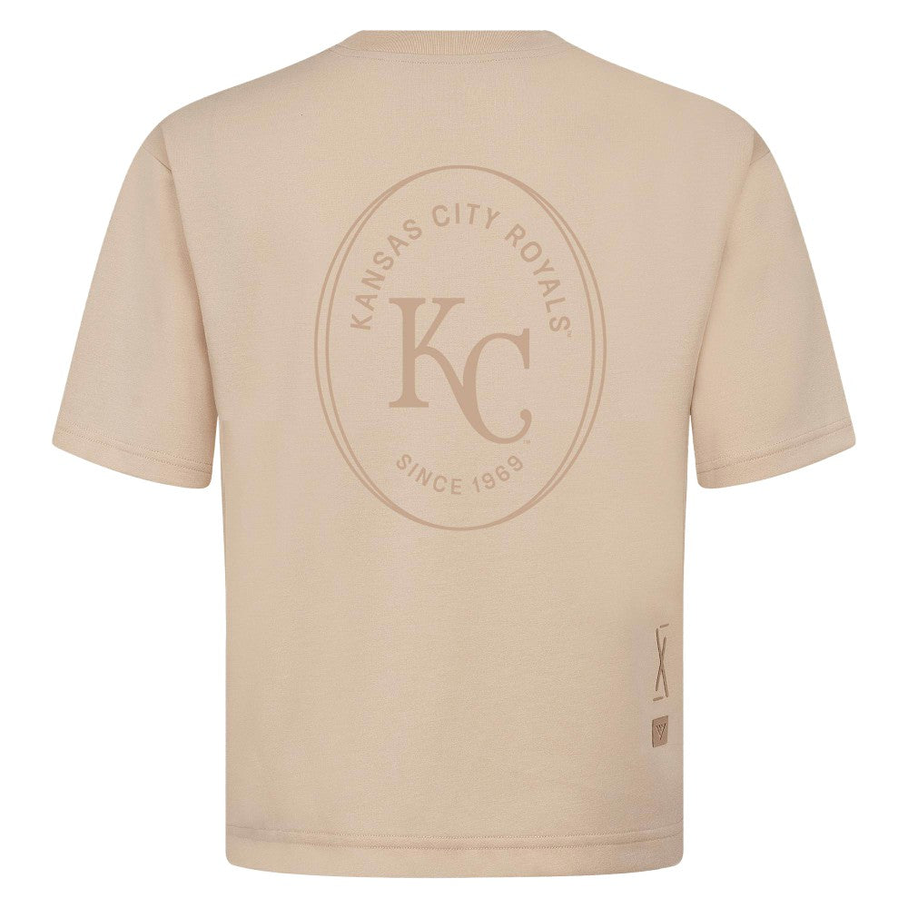 Kansas City Royals Levelwear Signet Oversized Luxe Signature Knit T-Shirt - Khaki T-shirts