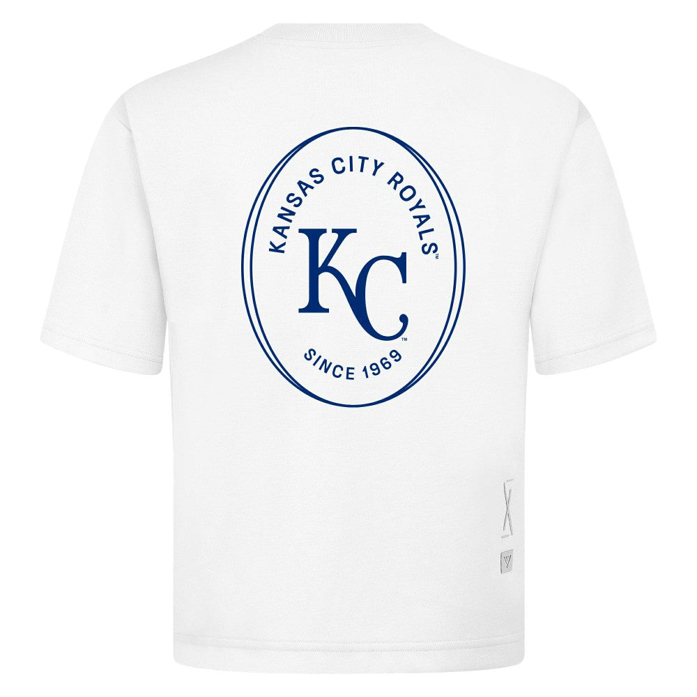 Kansas City Royals Levelwear Signet Oversized Luxe Signature Knit T-Shirt - White T-shirts