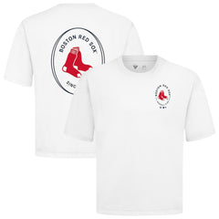 Boston Red Sox Levelwear Signet Oversized Luxe Signature Knit T-Shirt - White T-shirts