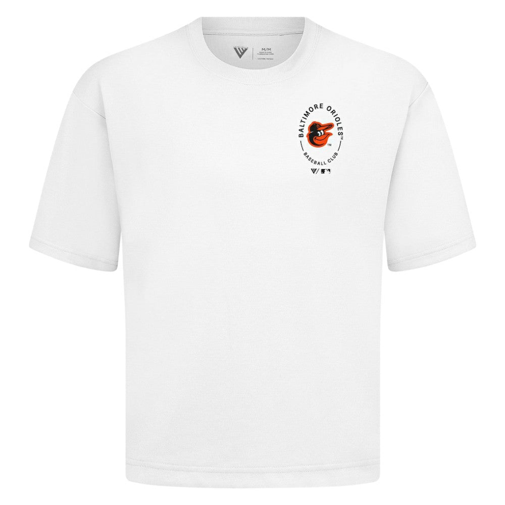 Baltimore Orioles Levelwear Signet Oversized Luxe Signature Knit T-Shirt - White T-shirts