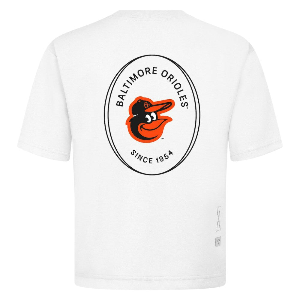 Baltimore Orioles Levelwear Signet Oversized Luxe Signature Knit T-Shirt - White T-shirts