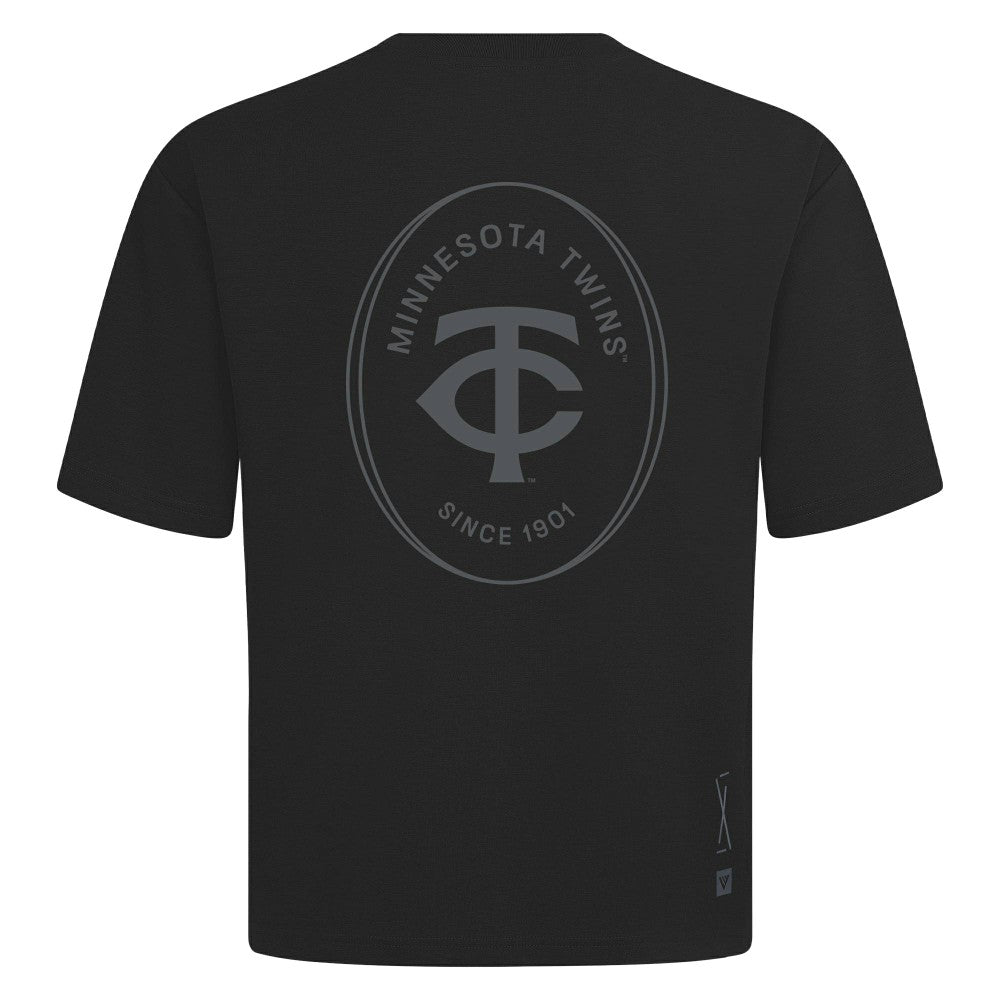 Minnesota Twins Levelwear Register Oversized Luxe Signature Knit T-Shirt - Black T-shirts