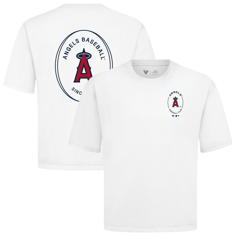 Los Angeles Angels Levelwear Register Oversized Luxe Signature Knit T-Shirt - White T-shirts