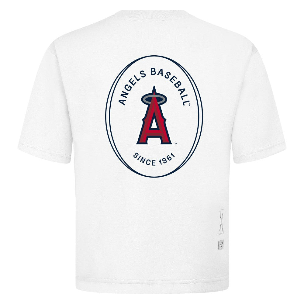 Los Angeles Angels Levelwear Register Oversized Luxe Signature Knit T-Shirt - White T-shirts