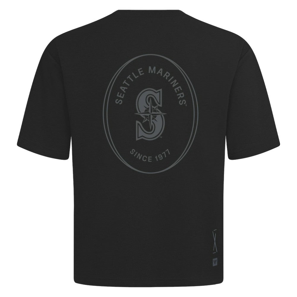 Seattle Mariners Levelwear Register Oversized Luxe Signature Knit T-Shirt - Black T-shirts