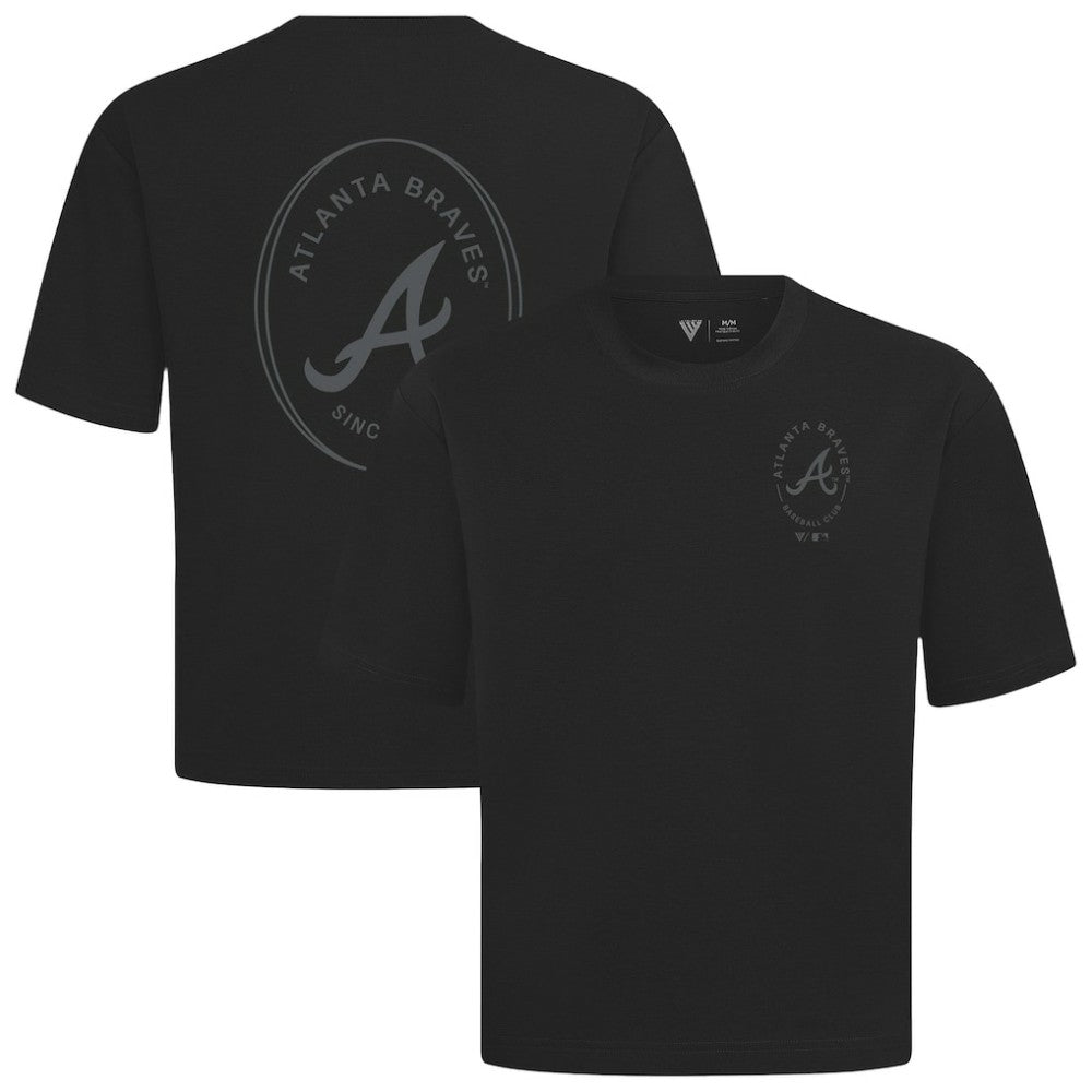 Atlanta Braves Levelwear Register Oversized Luxe Signature Knit T-Shirt - Black T-shirts