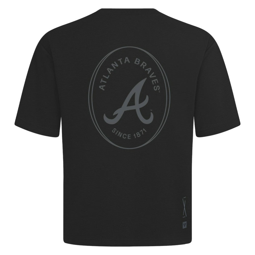 Atlanta Braves Levelwear Register Oversized Luxe Signature Knit T-Shirt - Black T-shirts