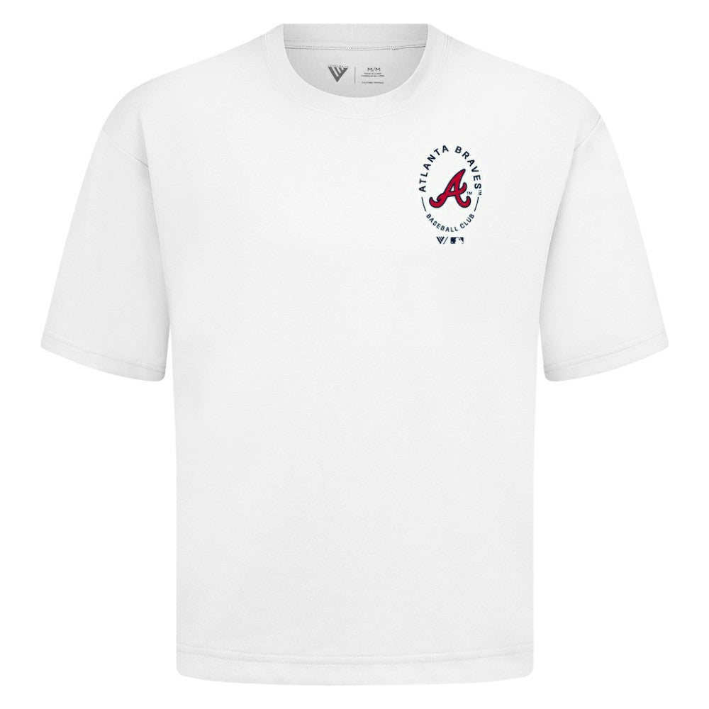 Atlanta Braves Levelwear Register Oversized Luxe Signature Knit T-Shirt - White T-shirts