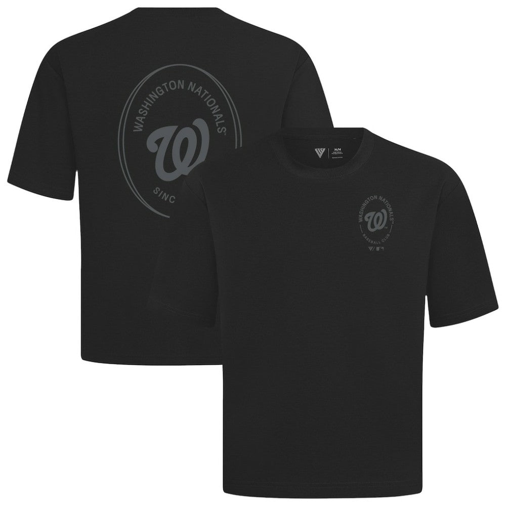 Washington Nationals Levelwear Register Oversized Luxe Signature Knit T-Shirt - Black T-shirts