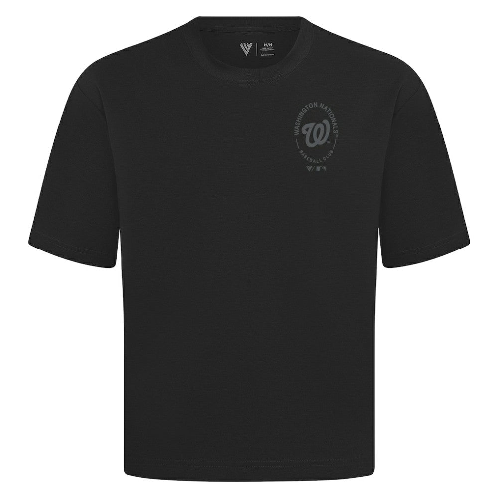 Washington Nationals Levelwear Register Oversized Luxe Signature Knit T-Shirt - Black T-shirts