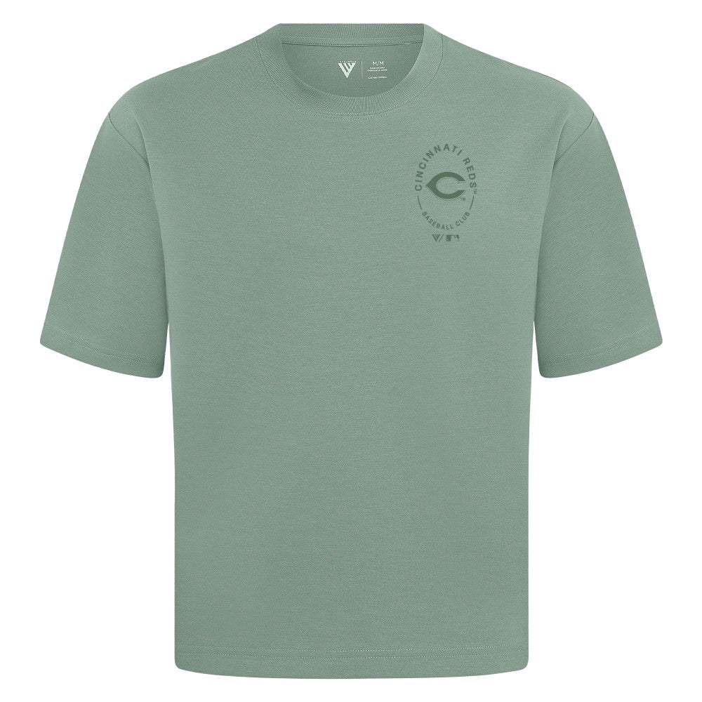 Cincinnati Reds Levelwear Register Oversized Luxe Signature Knit T-Shirt - Green T-shirts