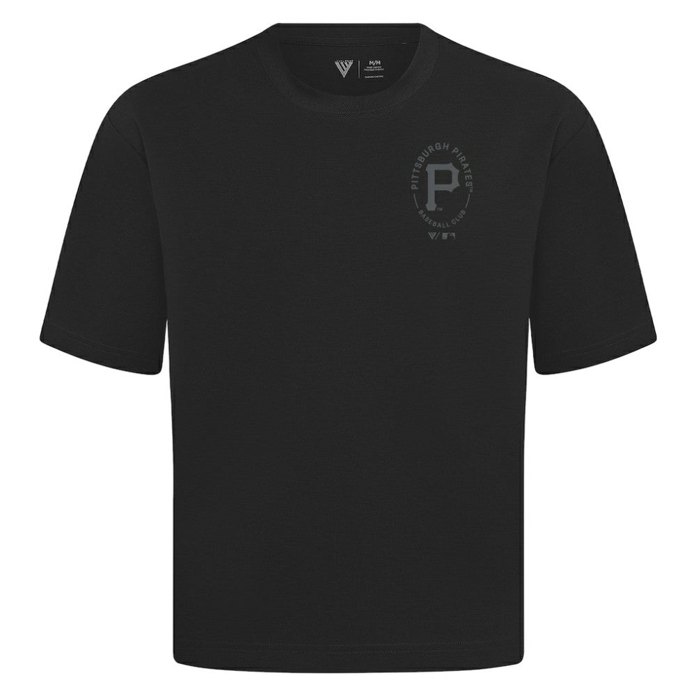 Pittsburgh Pirates Levelwear Register Oversized Luxe Signature Knit T-Shirt - Black T-shirts