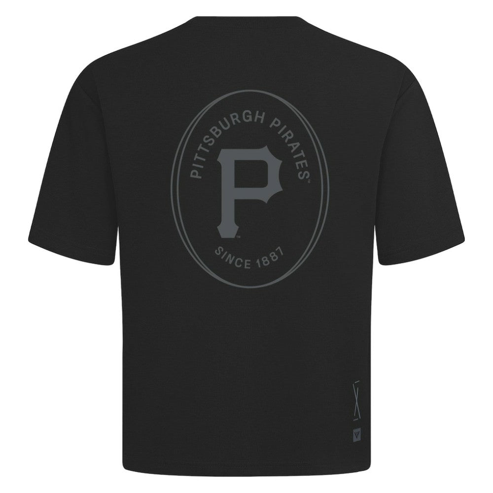 Pittsburgh Pirates Levelwear Register Oversized Luxe Signature Knit T-Shirt - Black T-shirts