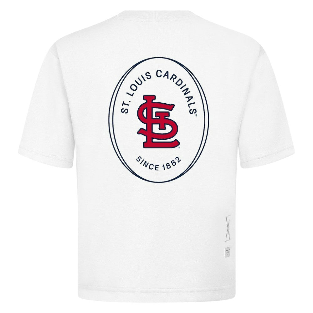 St. Louis Cardinals Levelwear Register Oversized Luxe Signature Knit T-Shirt - White T-shirts