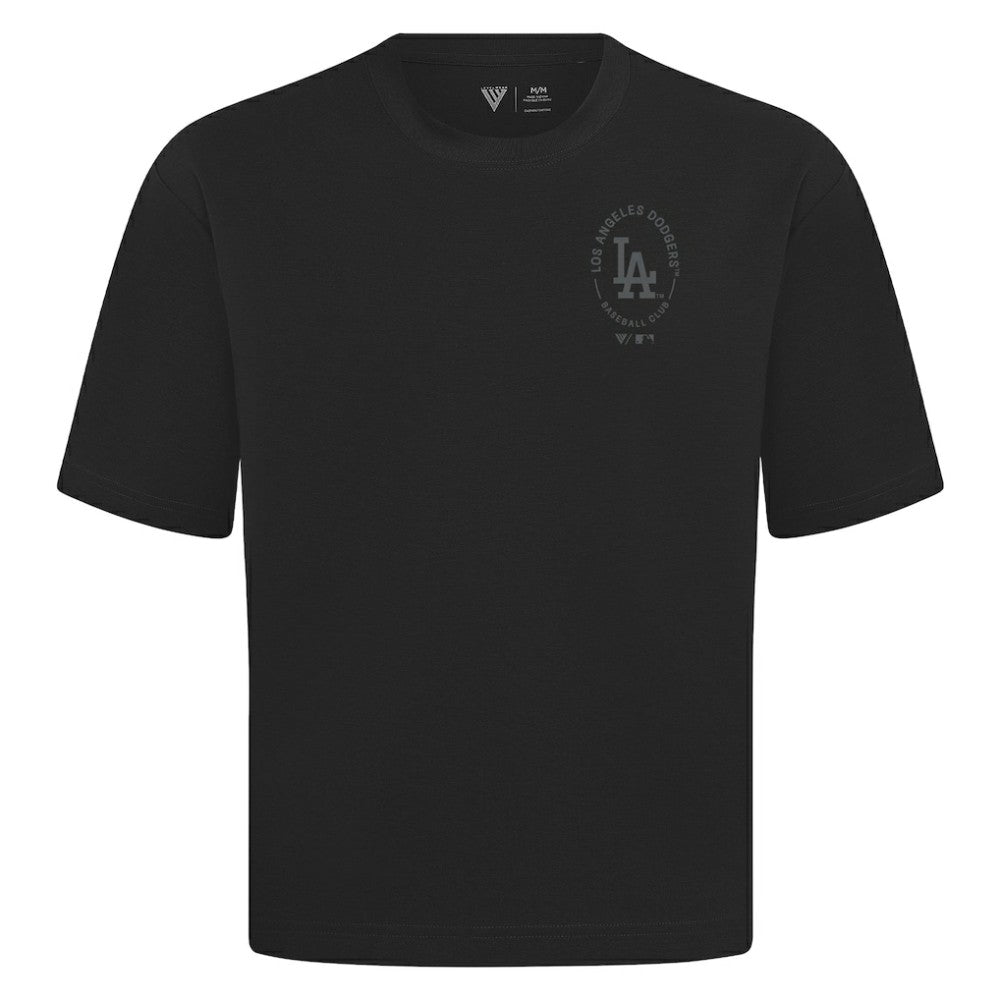 Los Angeles Dodgers Levelwear Register Oversized Luxe Signature Knit T-Shirt - Black T-shirts