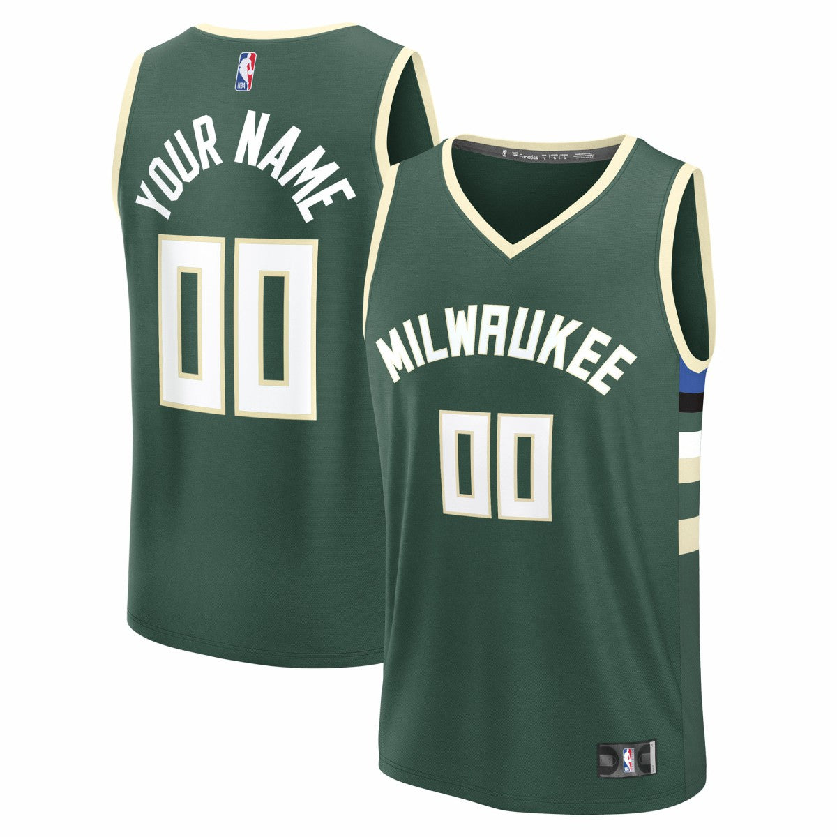 Milwaukee Bucks Youth Fast Break Custom Replica Jersey Green Icon Edition - Fanatics