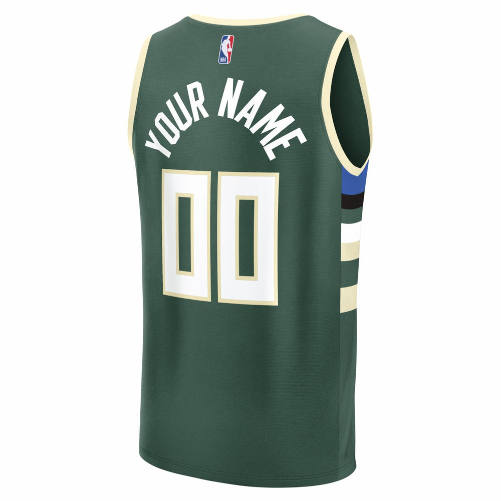 Milwaukee Bucks Youth Fast Break Custom Replica Jersey Green Icon Edition - Fanatics