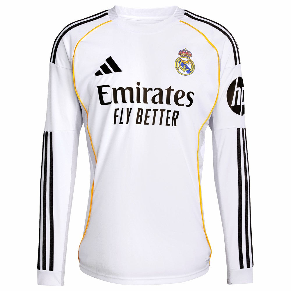 Real Madrid 2025/26 Home Replica Long Sleeve Jersey White - Adidas