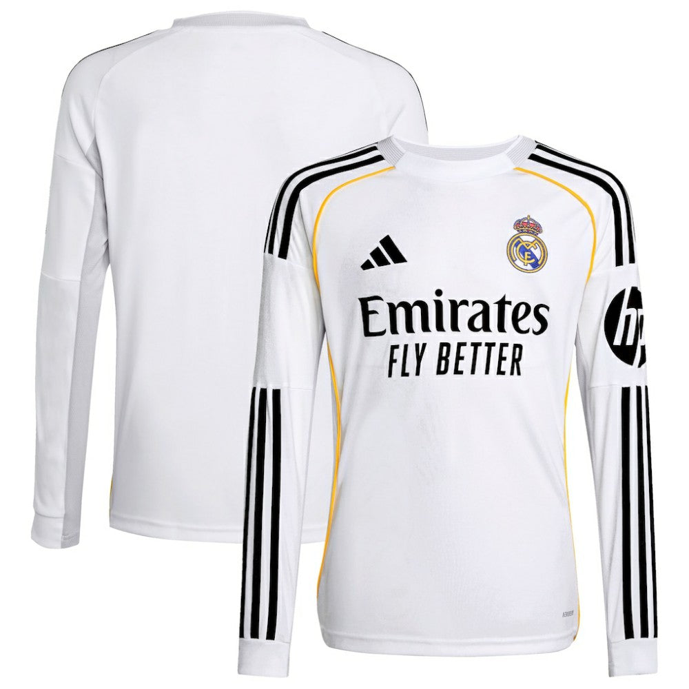 Real Madrid Youth 2025/26 Home Replica Long Sleeve Jersey White - Adidas on sale