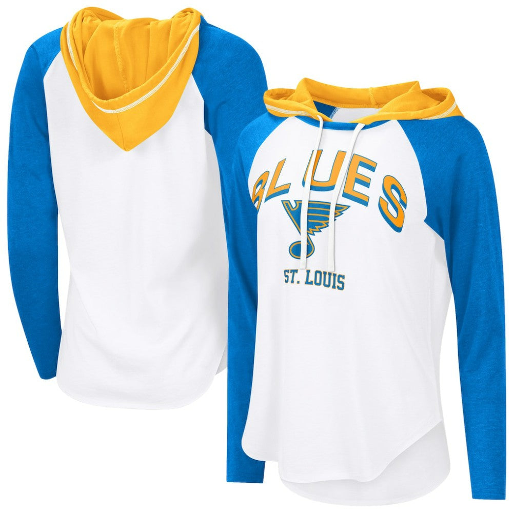 St. Louis Blues G-III 4Her by Carl Banks Women's MVP Hooded Long-Sleeve T-Shirt - White | US 203109359
