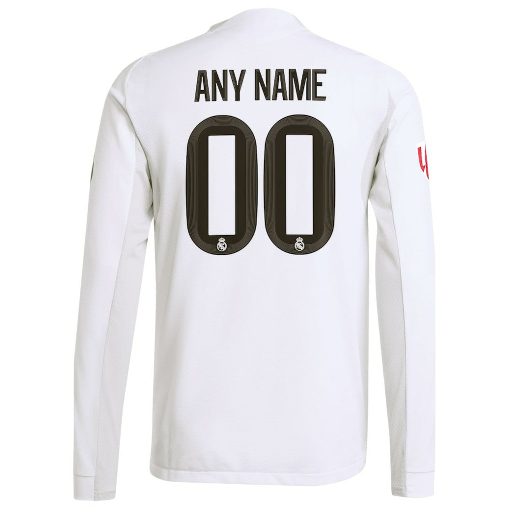 Real Madrid 2025/26 Home Long Sleeve Custom Jersey White - Adidas for sale