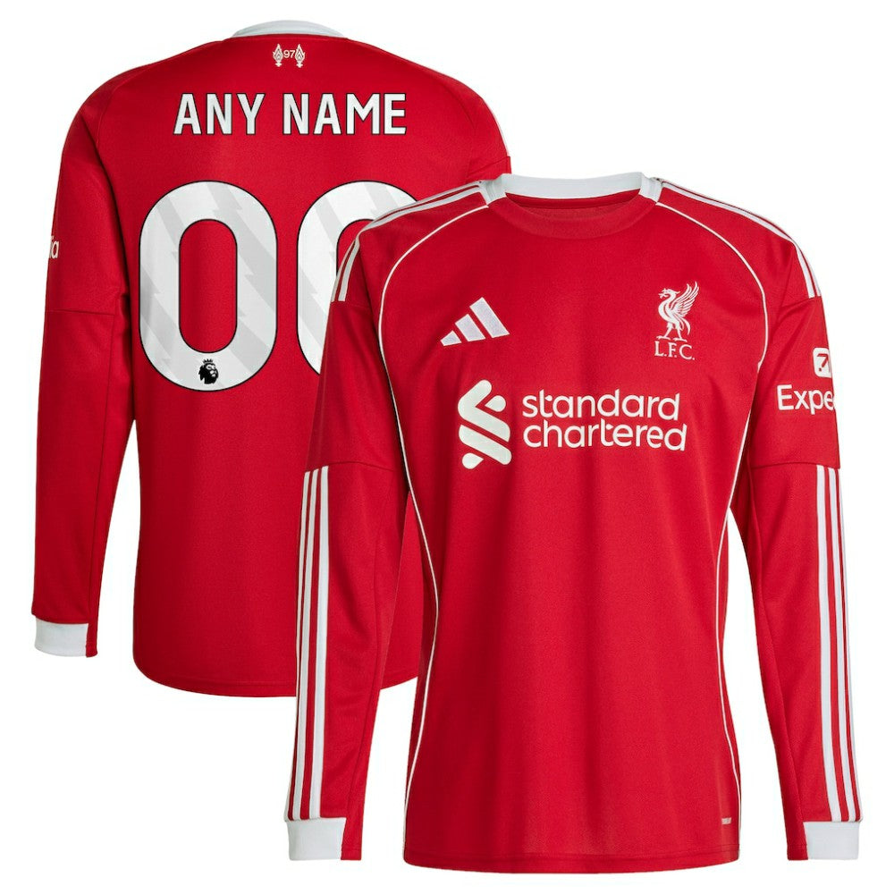 Liverpool 2025/26 Home Custom Replica Long Sleeve Jersey Red - Adidas outlet