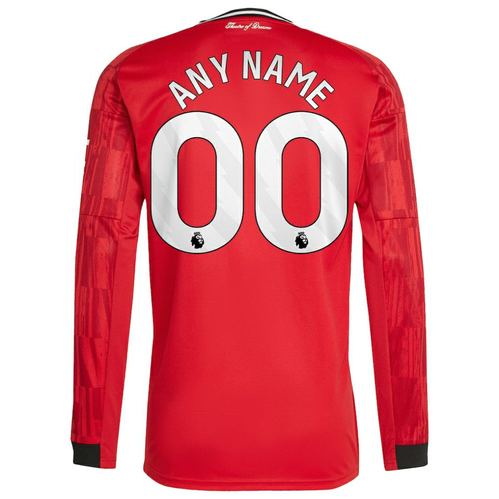 Manchester United Home 2025/26 Custom Replica Long Sleeve Jersey Red - Adidas discount