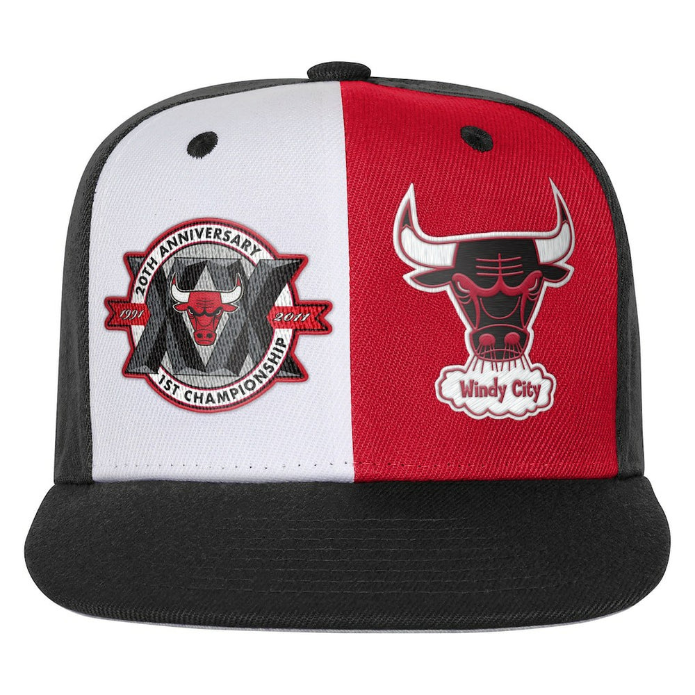 Chicago Bulls Youth 20th Anniversary Duo Front Snapback Hat Black - Mitchell & Ness